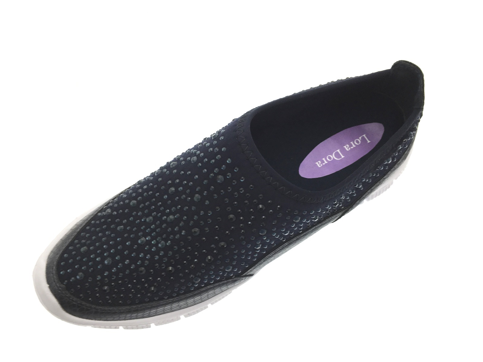 Womens Glitter Trainers Jewel Slip On Pumps Comfort Walking Shoes Ladies eBay