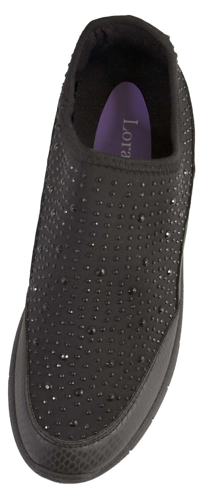 Womens Glitter Trainers Jewel Slip On Pumps Comfort Walking Shoes Ladies eBay