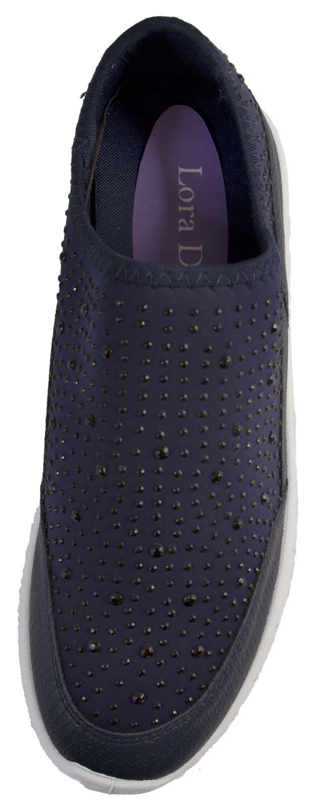 Womens Glitter Trainers Jewel Slip On Pumps Comfort Walking Shoes Ladies eBay