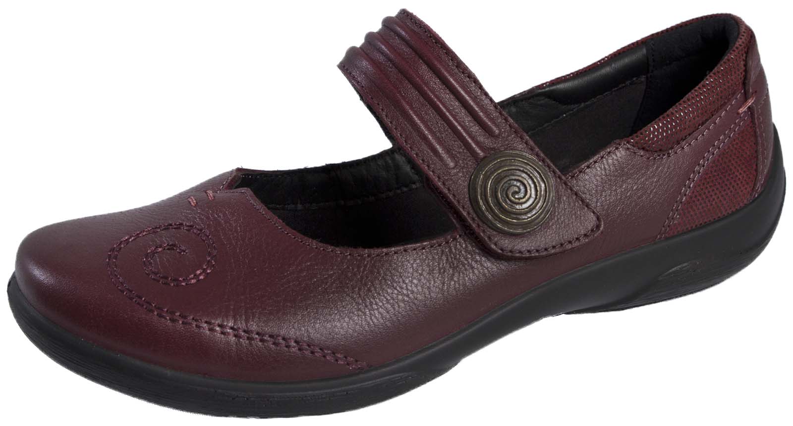 Padders Womens Mary Jane Leather Comfort Shoes Wide Fitting Flat