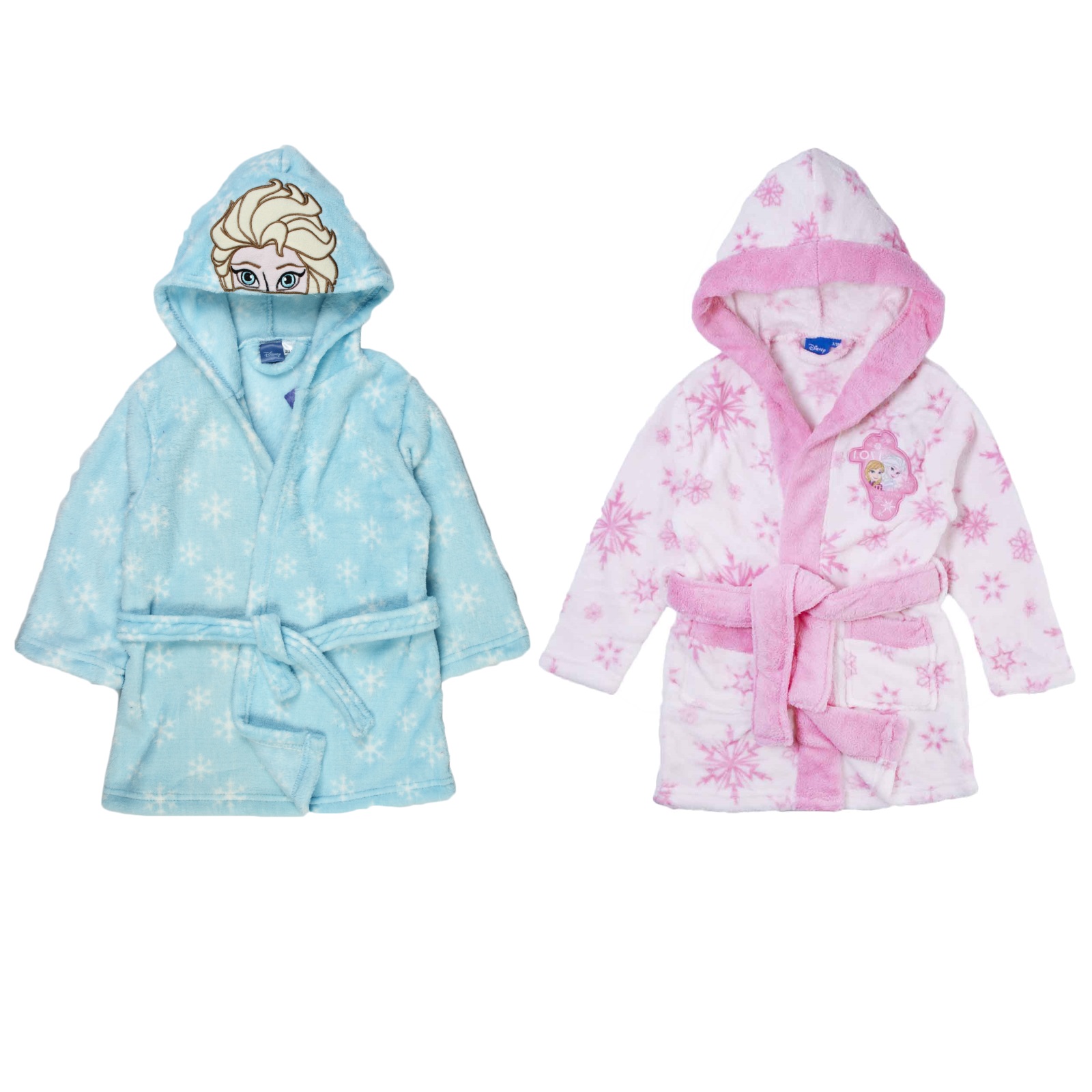 Girls Disney Frozen Hooded Fleece Dressing Gown Elsa Anna Bath Robe