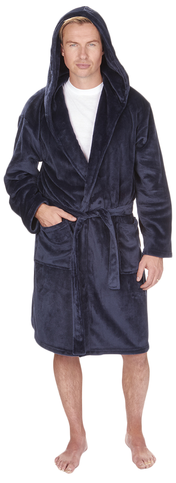 Mens Luxury Dressing Gowns Fleece Bath Robes House Coat Robe + Belt