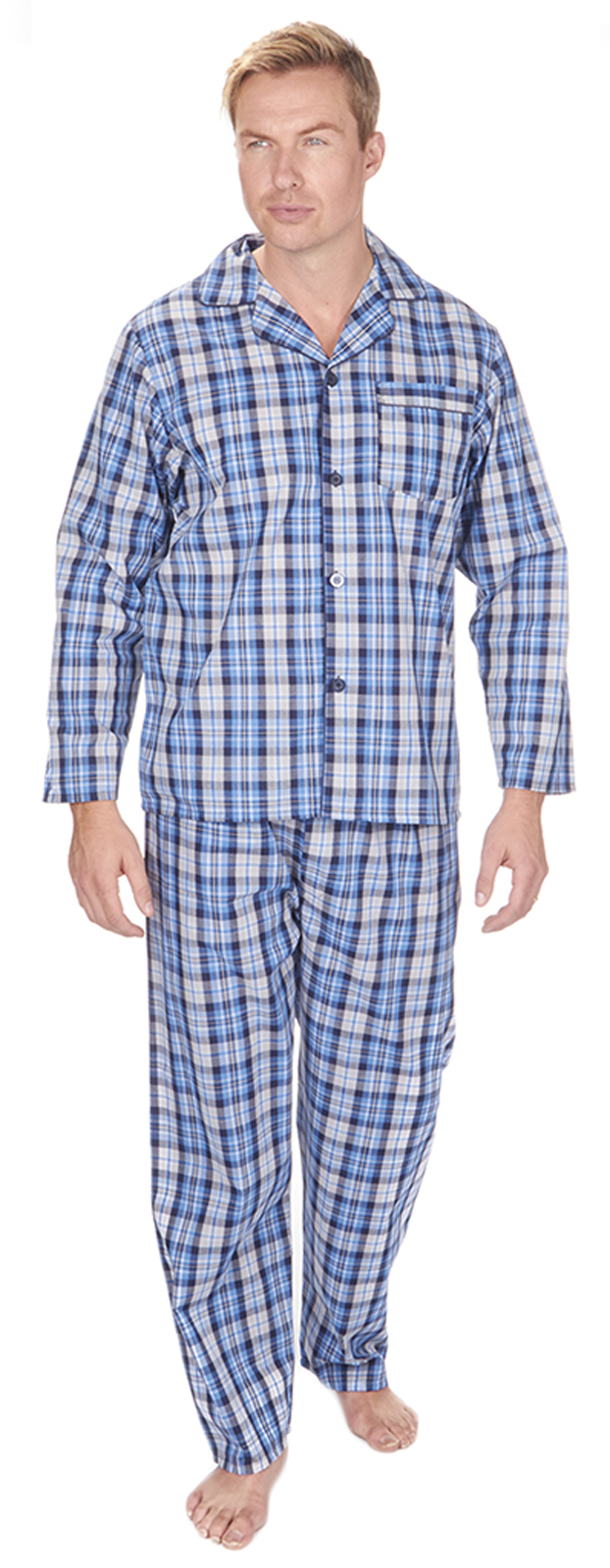 Mens Traditional Pyjamas 2 Piece Classic Set Hospital Top + Bottoms