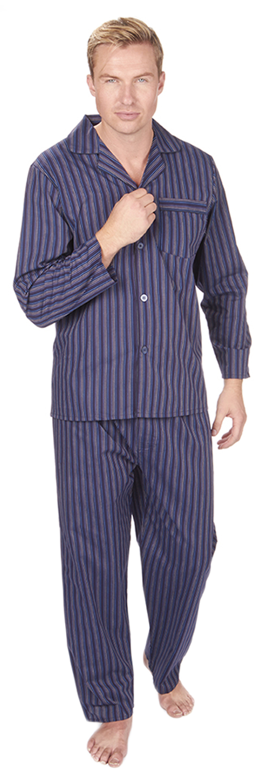Mens Traditional Pyjamas 2 Piece Classic Set Hospital Top + Bottoms