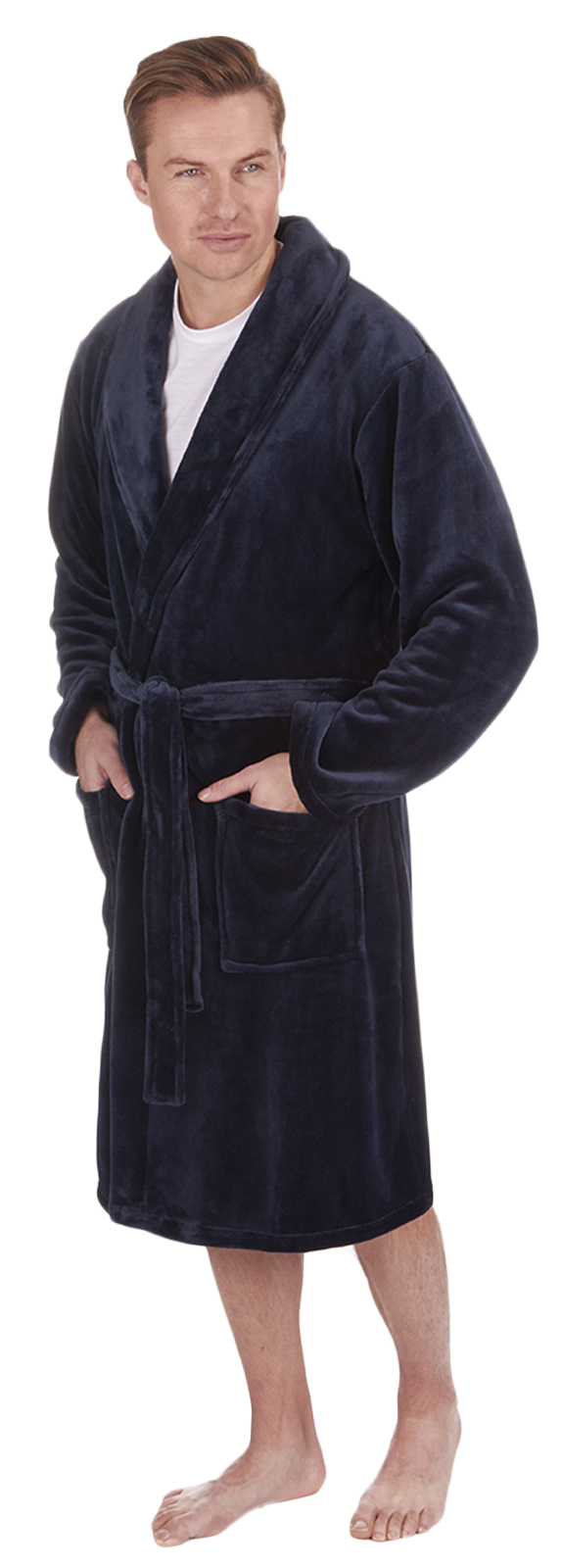Luxury Mens Flannel Fleece Dressing Gown Robe Housecoat + Belt Xmas