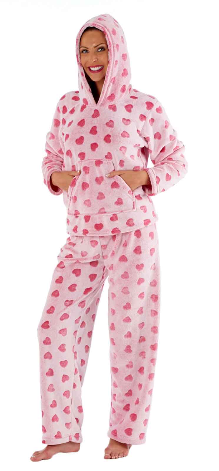 Luxury Womens Lounge Set Fleece Twosie 2 Piece Pyjamas Warm Winter Pjs Size