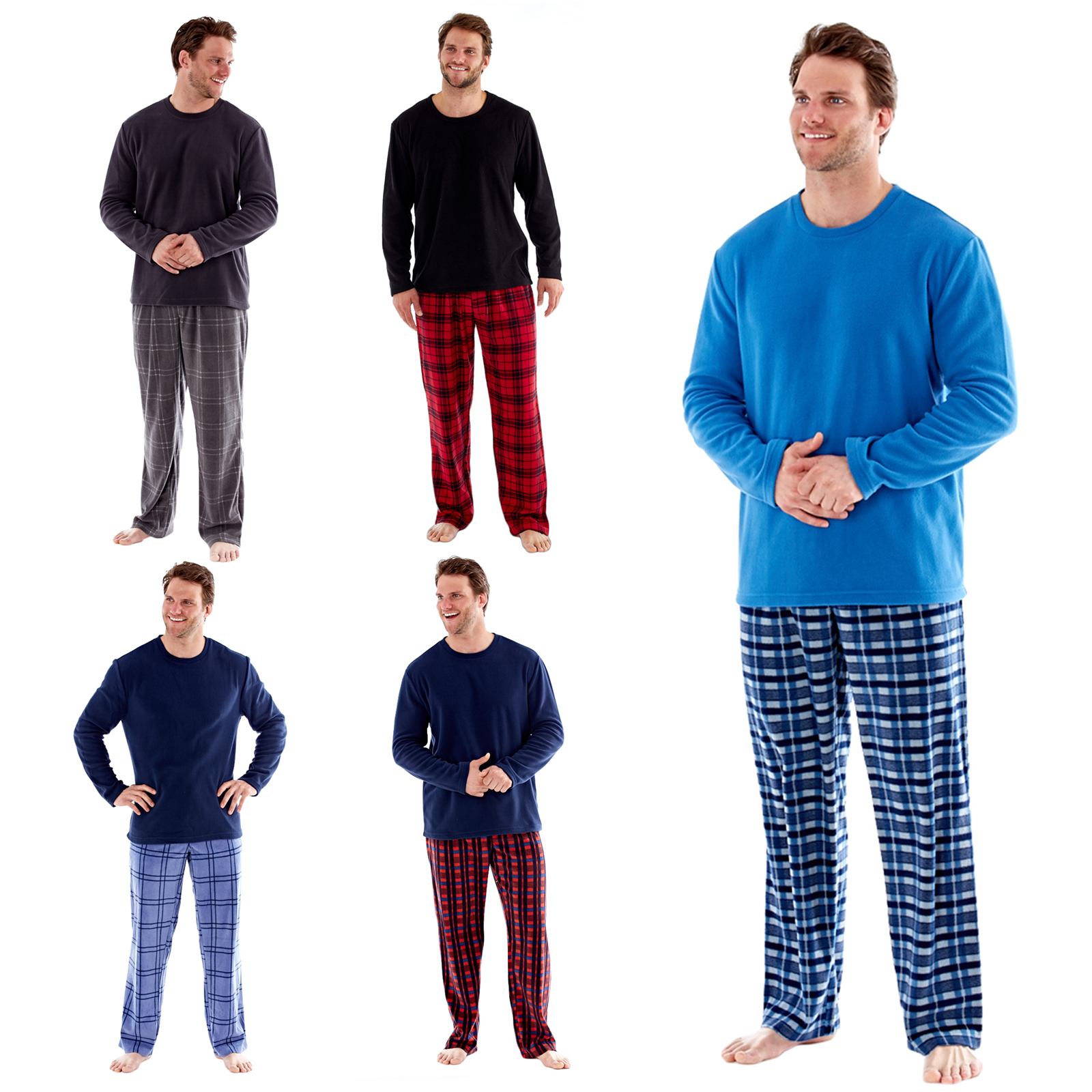Luxury Mens Fleece Pyjamas Long Pjs 2 Piece Set Warm Winter Xmas Gift