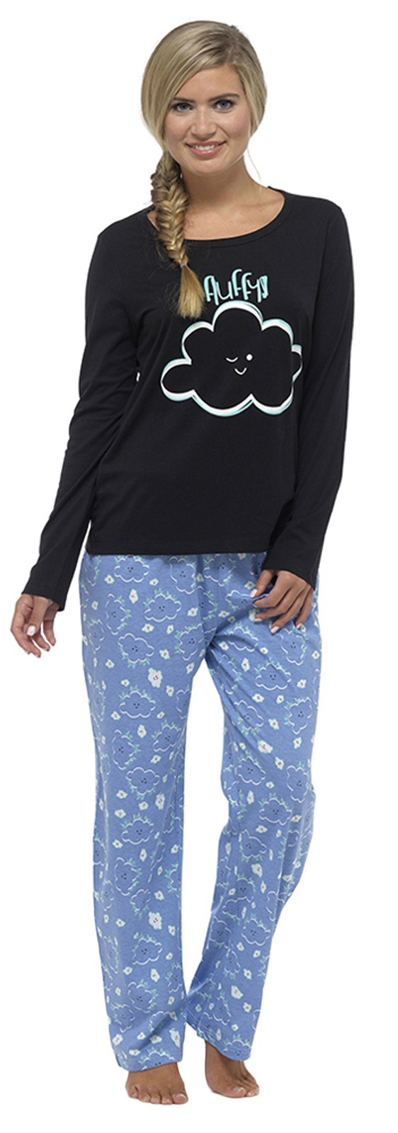 Womens Jersey Pyjamas 2 Piece Full Length Pjs Novelty Nightwear Set