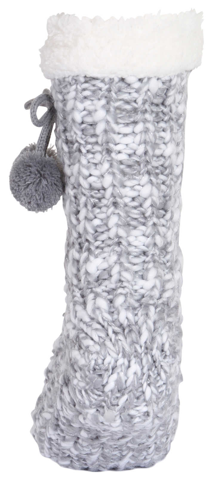 Womens Ladies Girls Fleece Slipper Socks Ankle Boot Booties Pom Poms