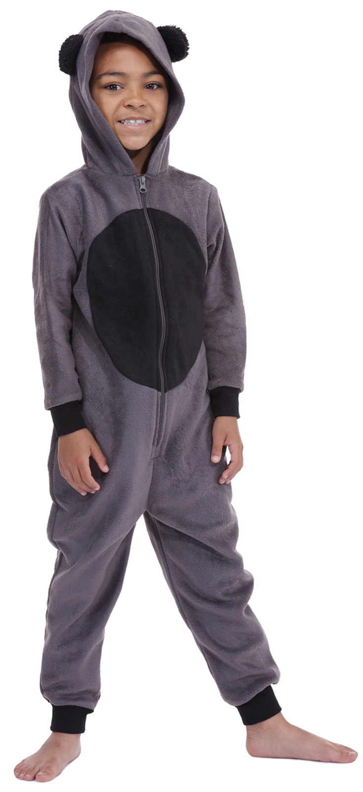 Kids Girls Boys Hooded Fleece Onesie All In 1 Jumpsuit Pjs Pyjamas Size