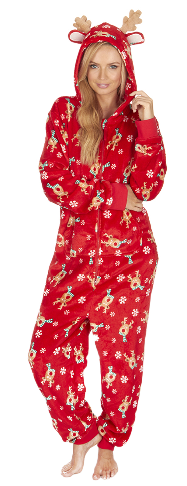 Luxury Womens Novelty Hooded 3D Onesie Fleece Pyjamas Dress Up Pjs