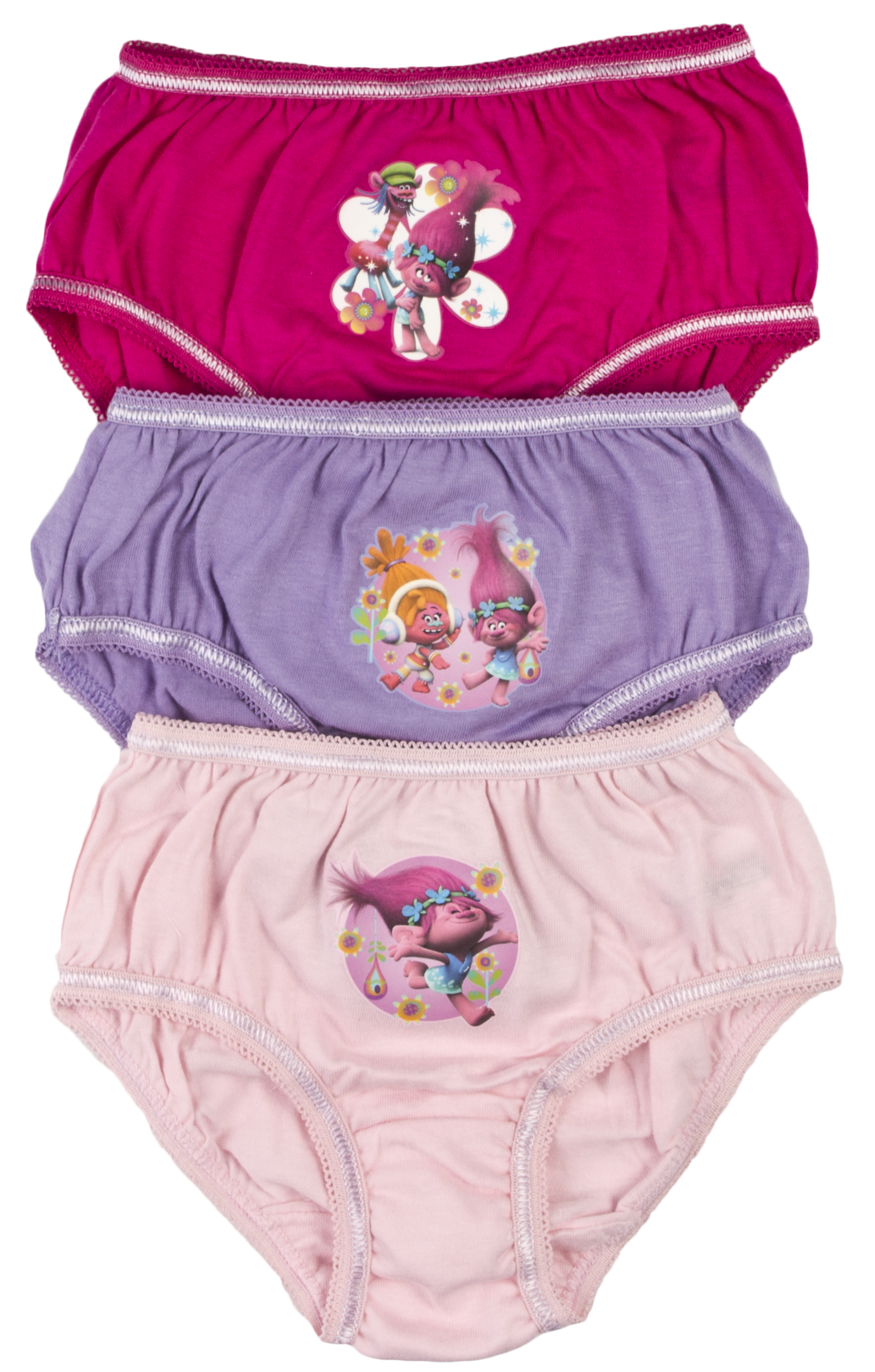 Girls Trolls 3 Pack Briefs Knickers Underwear Princess Poppy Kids Gift Xmas Size