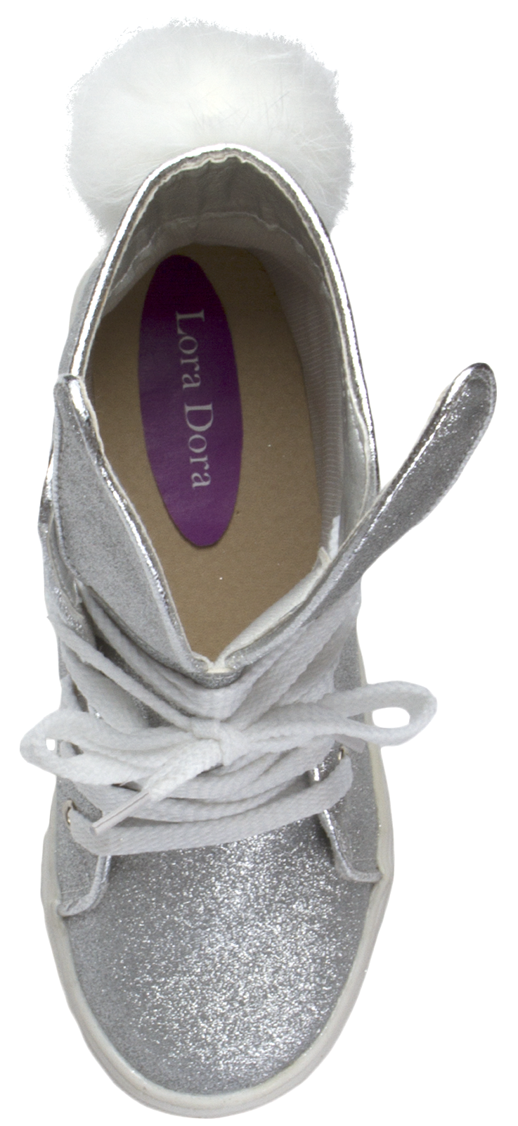 Filles paillettes hi tops 3D oreilles de lapin pom pom queue lacets escarpins baskets taille