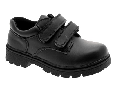 KIDS BOYS BLACK LEATHER SCHOOL SHOES VELCRO SIZE 9 - 13 - Picture 6 of 21