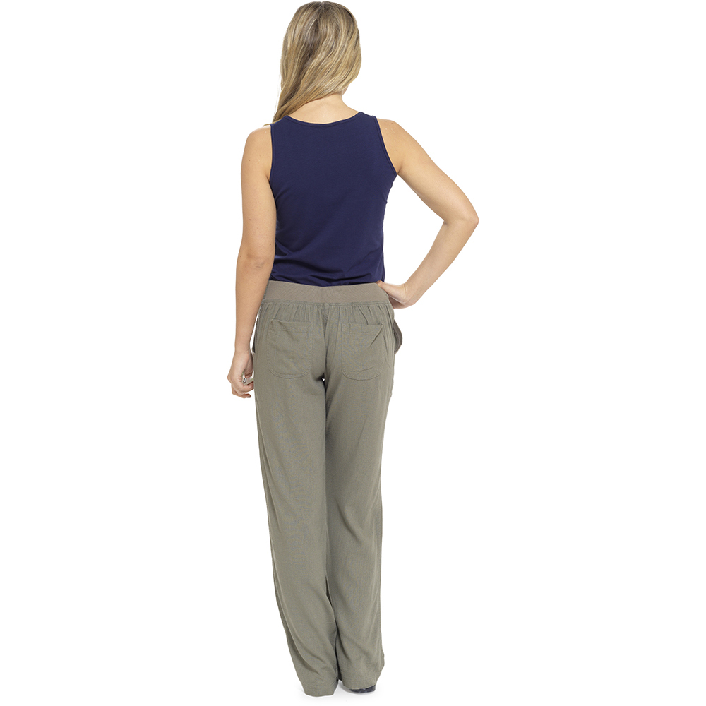 Womens Linen Trousers Cropped Capri Or Full Length Pants Casual Fit