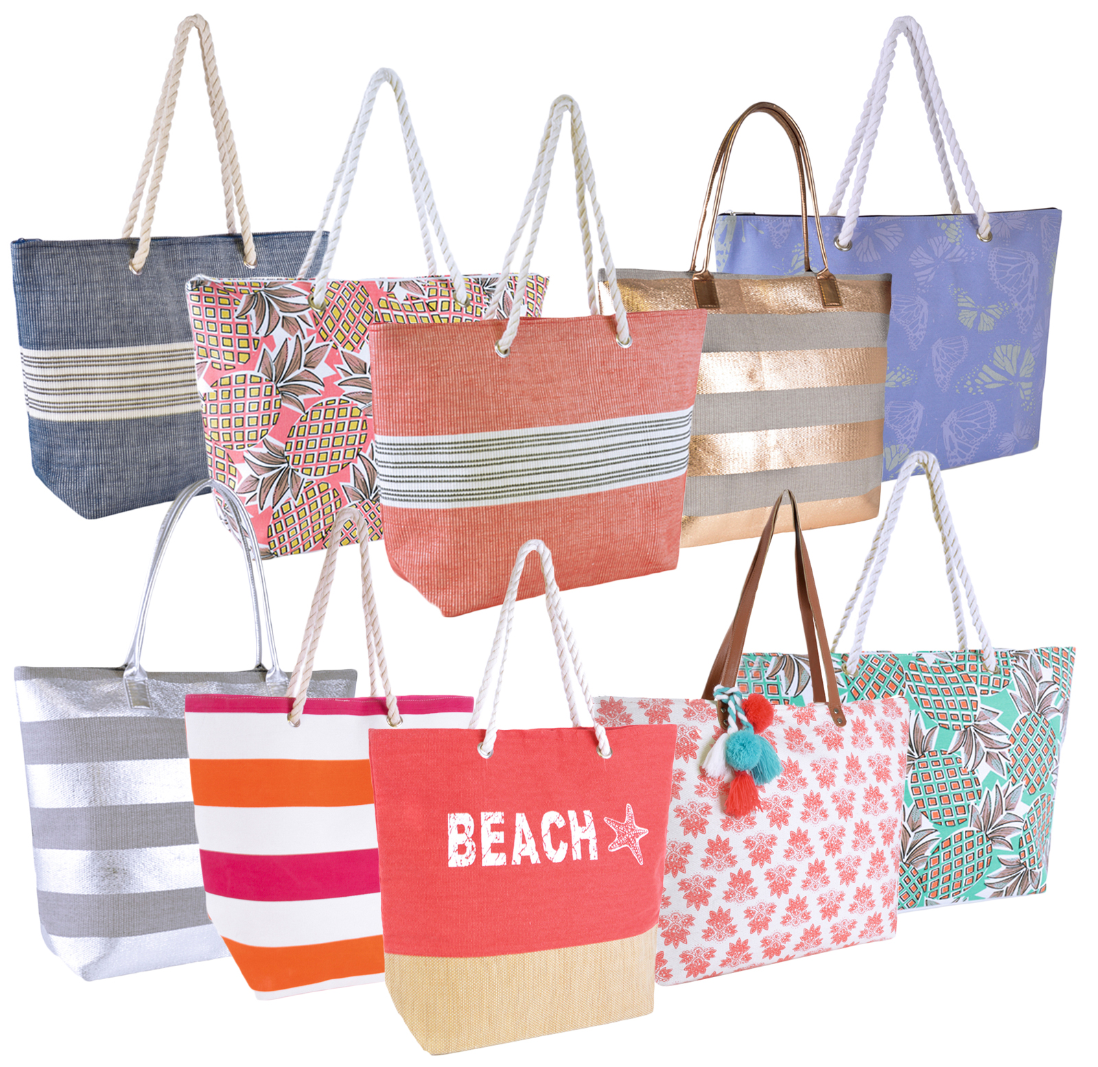 Womens Shoulder Metallic Tote Bag Summer Holiday Beach Handbag Reusable