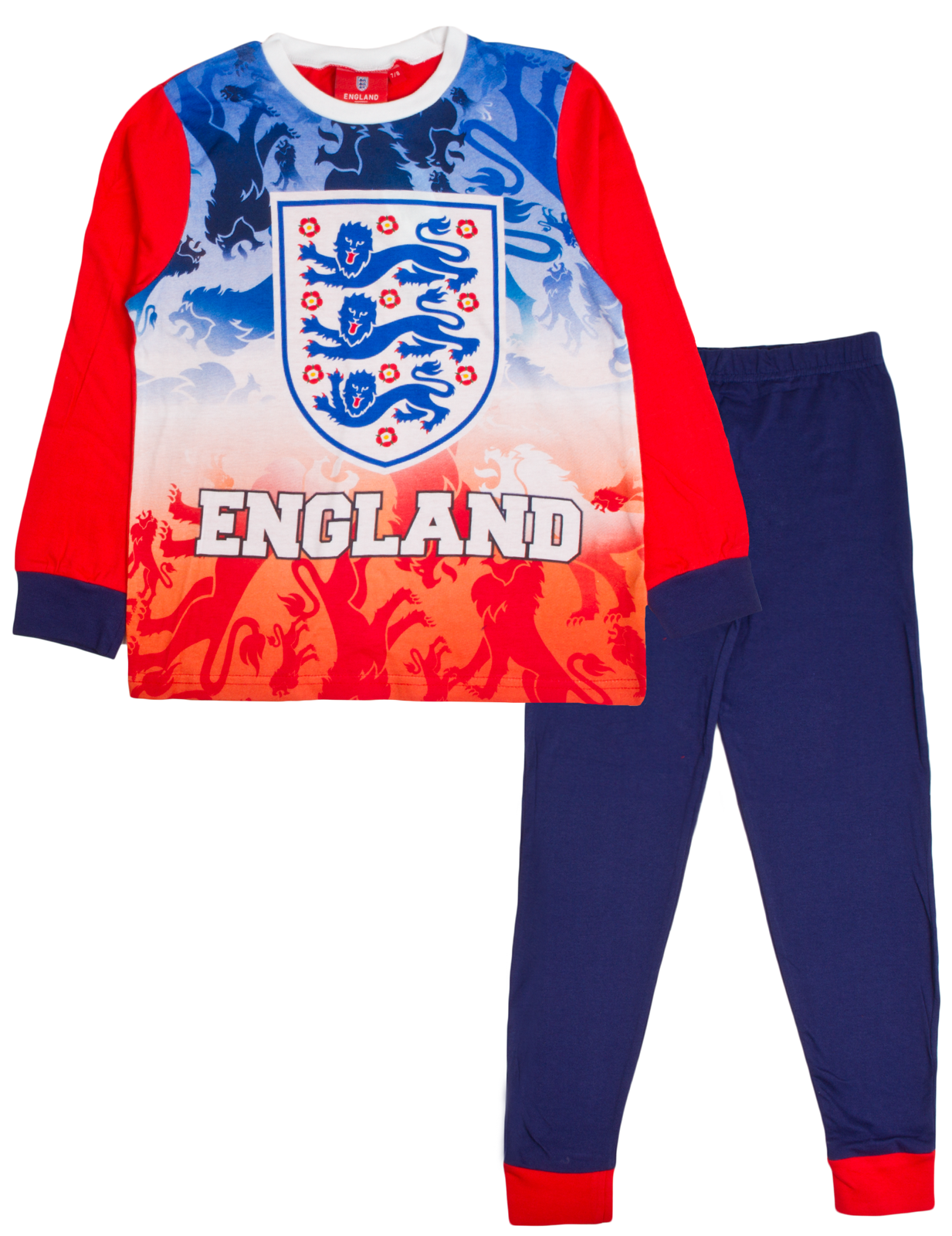 Boys Official England Pyjamas 100 Cotton Football Full Length PJs Kids