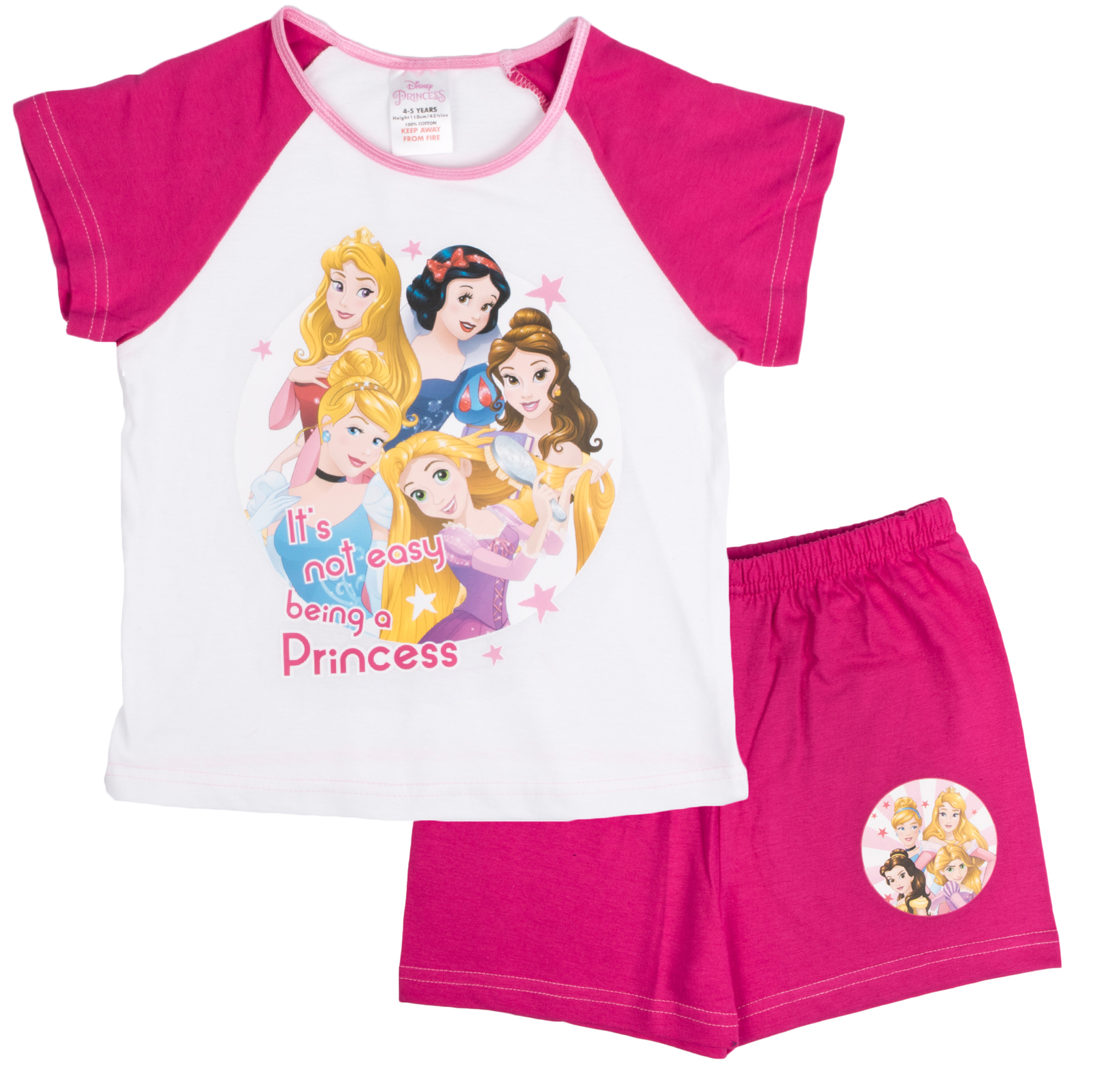 Kids Girls Official Disney Princess Short Pyjamas Character Pjs Set 2