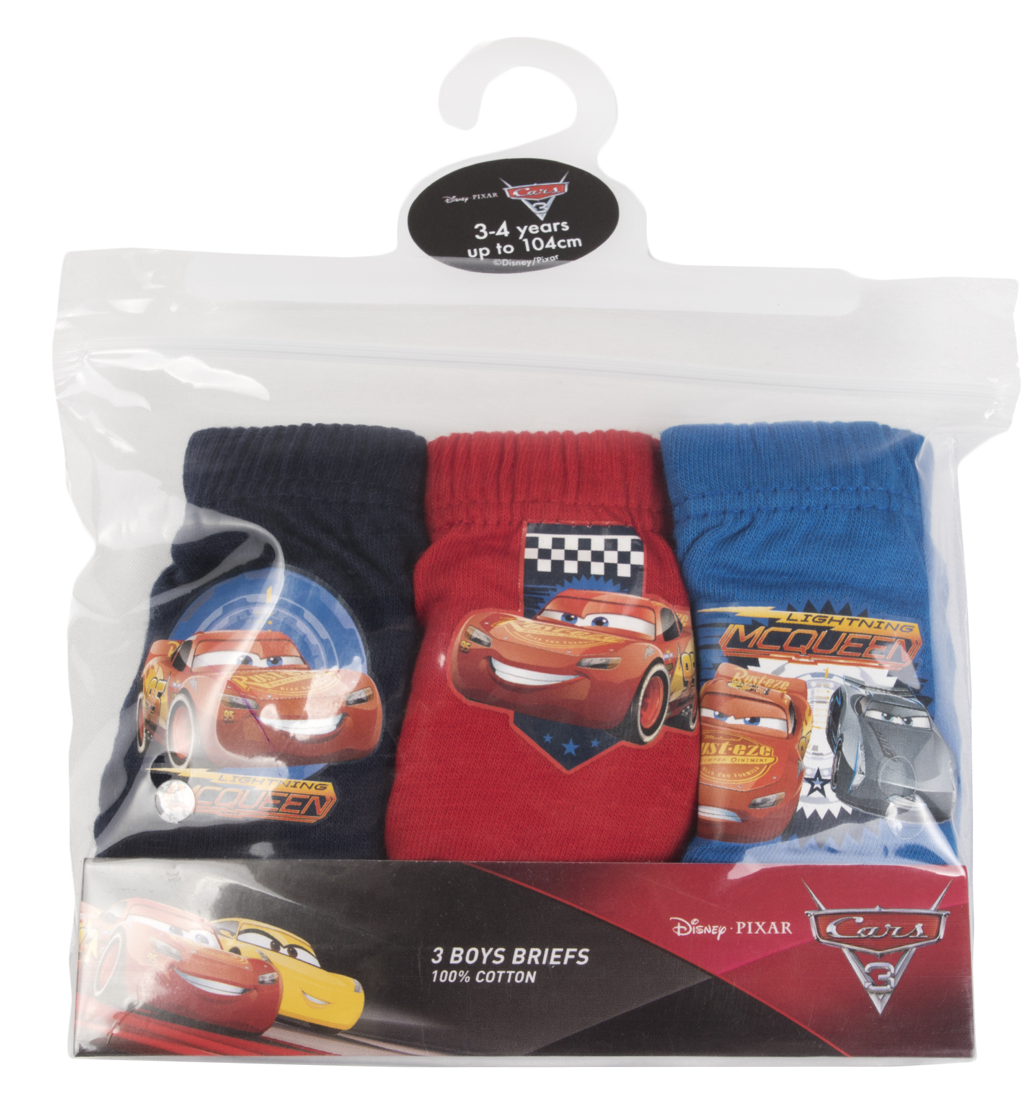 Kids Boys 3 Pack Disney Cars Lightning McQueen Underwear Briefs Size UK