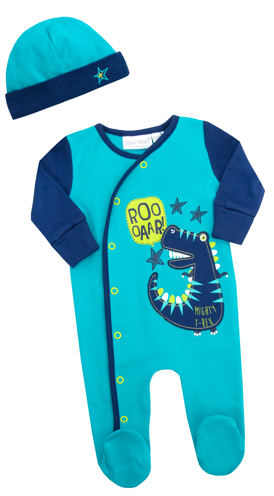 Baby Boys Girls Sleepsuit Hat 2 Piece Outfit Romper Set Babygrow Infants Size