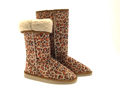 LADIES ELLA CLASSIC FUR LINED SNOW SHEEPSKIN FAUX SUEDE BOOTS LEOPARD SHOES 3-8