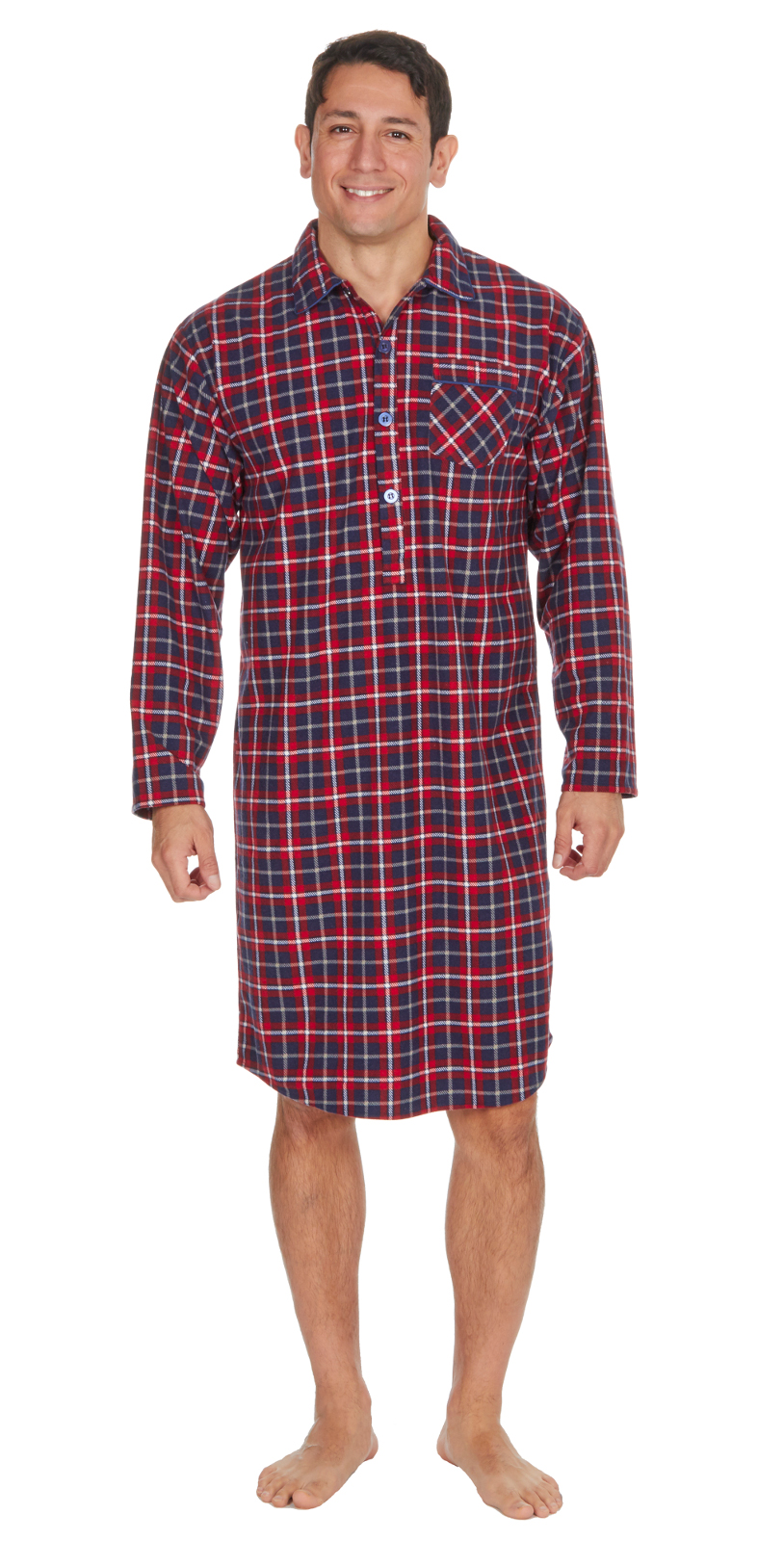Mens Night Shirt Traditional Striped Nightshirt Brushed Flannel Warm Pyjamas