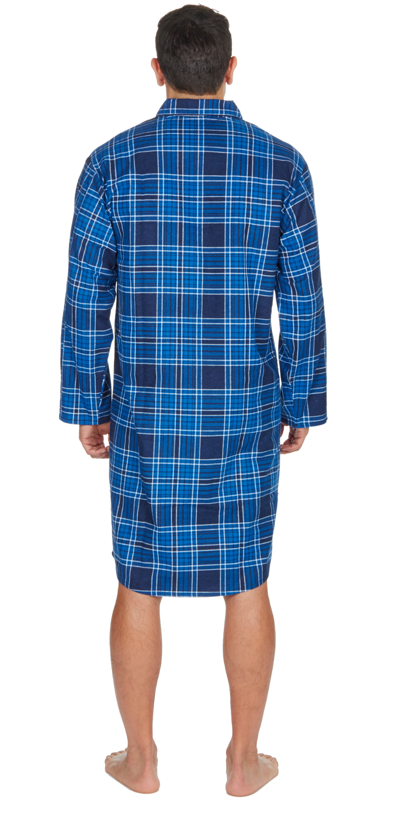 Mens Night Shirt Traditional Striped Nightshirt Brushed Flannel Warm Pyjamas