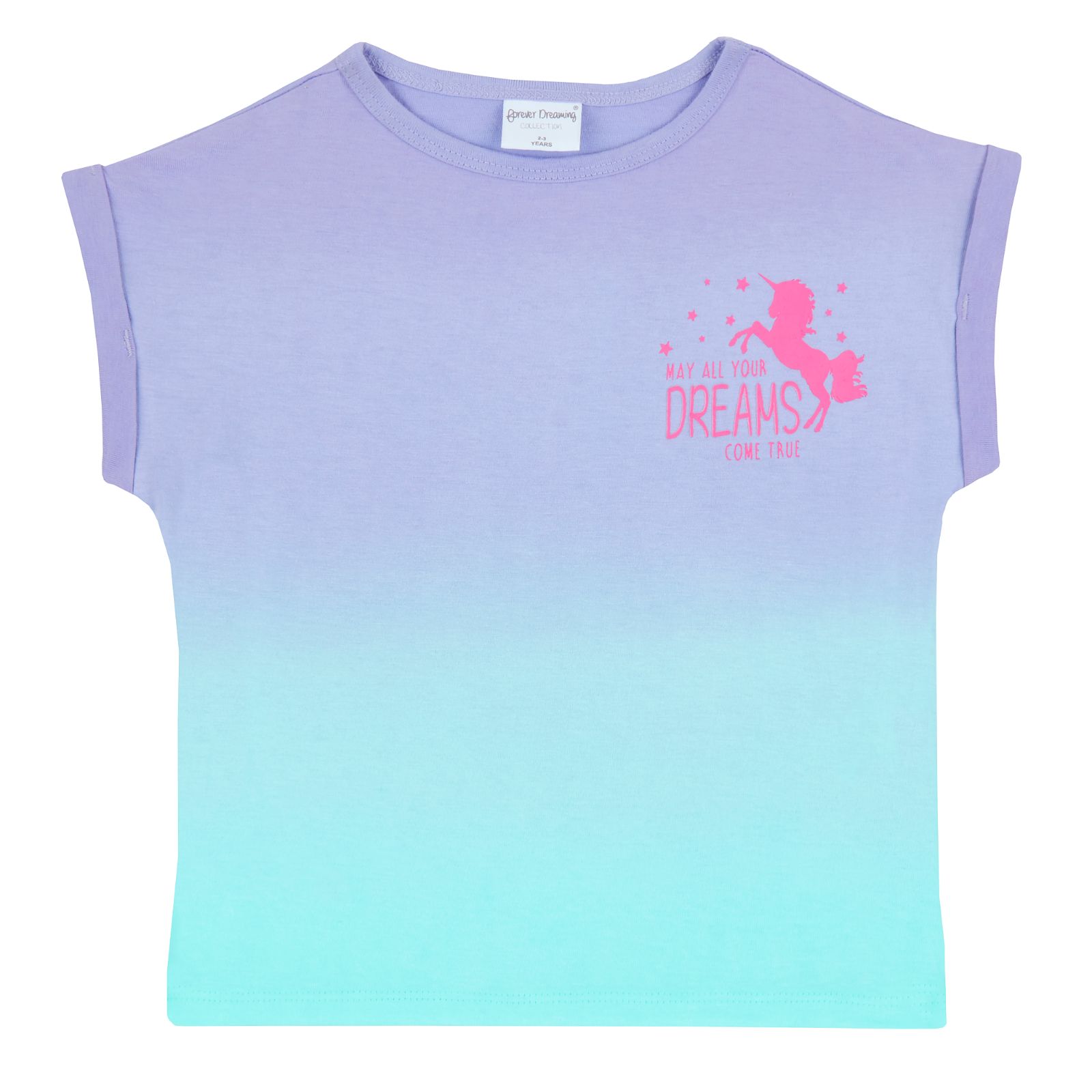 T Shirt Kids Size Girls Unicorn Summer Pyjamas Short Gradient Ombre Pjs Short