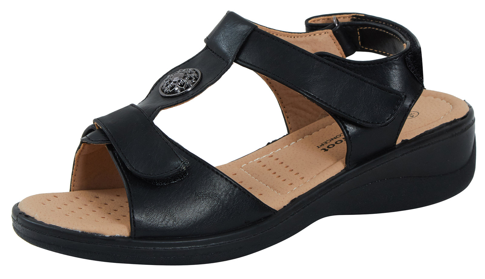 Womens Wide Fitting Comfort Sandals Ladies Cushioned Adjustable Summer Shoes