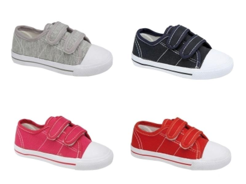 CHILDRENS GIRLS BOYS KIDS PUMPS PLIMSOLES VELCRO CANVAS TRAINERS SHOES