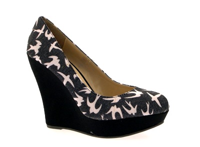 oiseaux Mesdames 3-8 Haut femme toile compensées plateforme pleine COUR BOUTS CHAUSSURES COEURS