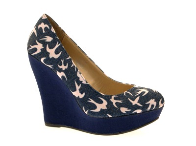 oiseaux Mesdames 3-8 Haut femme toile compensées plateforme pleine COUR BOUTS CHAUSSURES COEURS