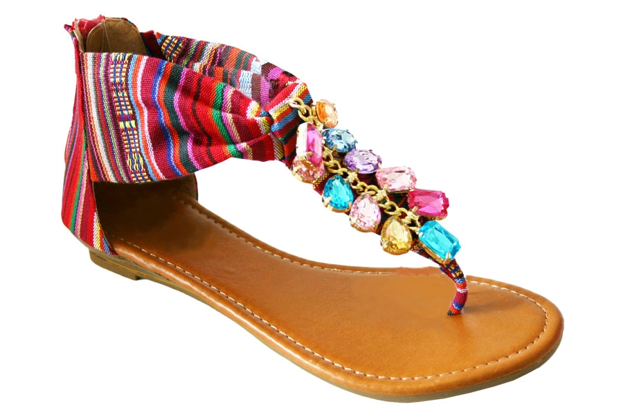 jewelled wedge flip flops