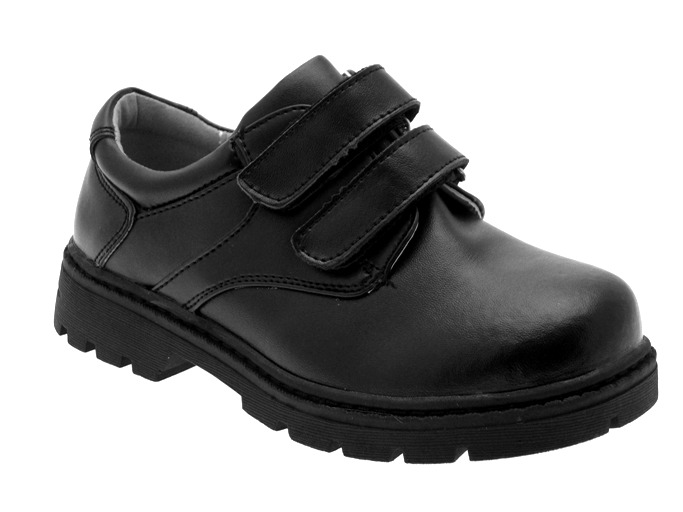 KIDS BOYS BLACK LEATHER SCHOOL SHOES VELCRO SIZE 9 - 13 - Picture 16 of 21