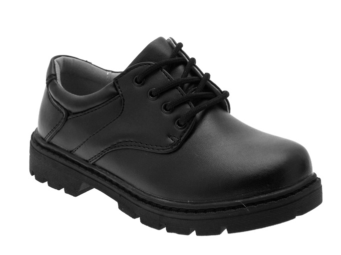 KIDS BOYS BLACK LEATHER SCHOOL SHOES VELCRO SIZE 9 - 13 - Picture 8 of 21
