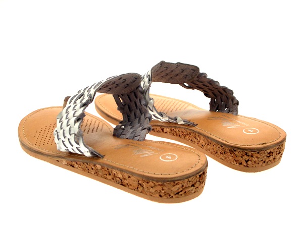 Womens Leather Sandals Low Wedge Heels Summer Comfort Mules Metallic Toe Posts