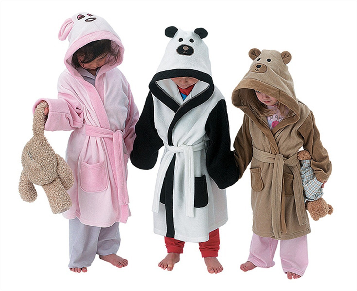 pink teddy hooded dressing gown