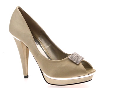 Wedding Shoes Gold on Womens Satin Peeptoe Bridal Shoes Gold Ladies Size 7 40   Ebay