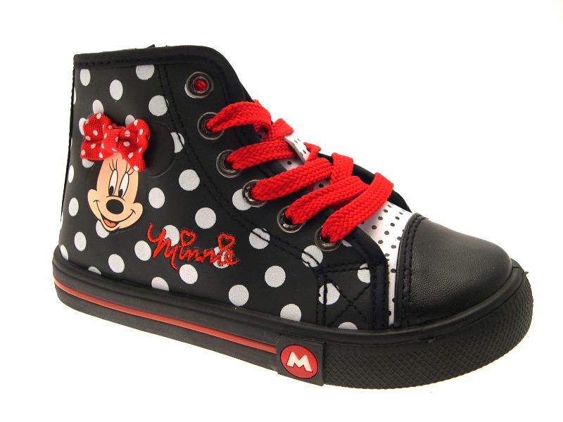 Minnie Mouse Girls Kids Lace Up Hi Top Boots Plimsoles Velcro Trainers 