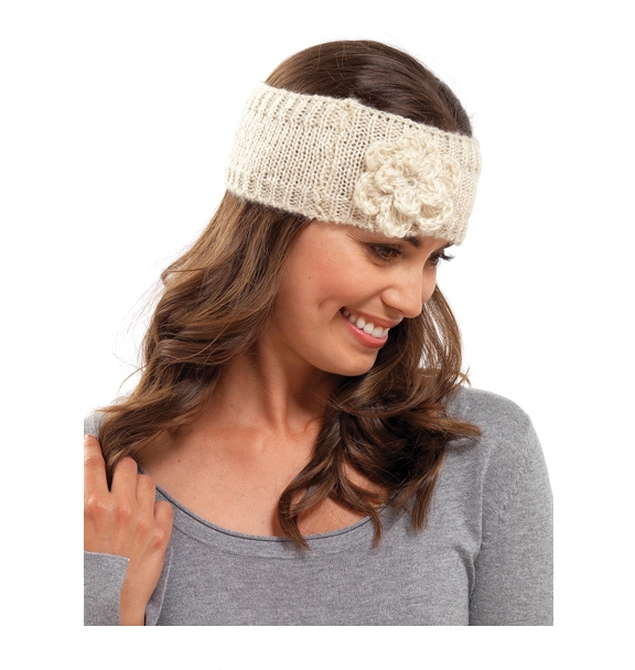 WOMENS GIRLS LADIES WOOL KNITTED HEADBAND WINTER SKI HAIR BAND EARMUFFS FLOWE...