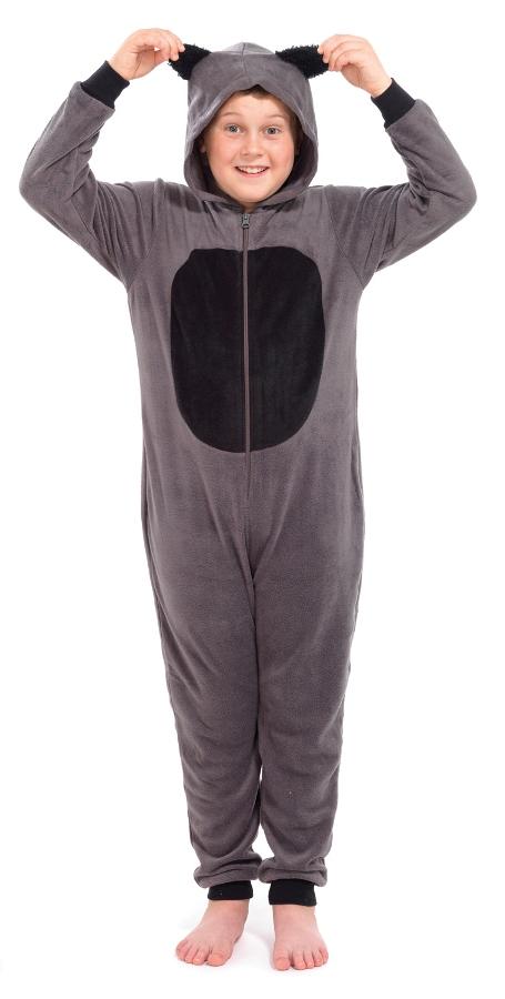 KIDS BOYS GIRLS FULL LENGTH FLEECE HOODED ALL IN ONE NOVELTY JUMPSUIT SIZE 3-13 - Picture 77 of 164