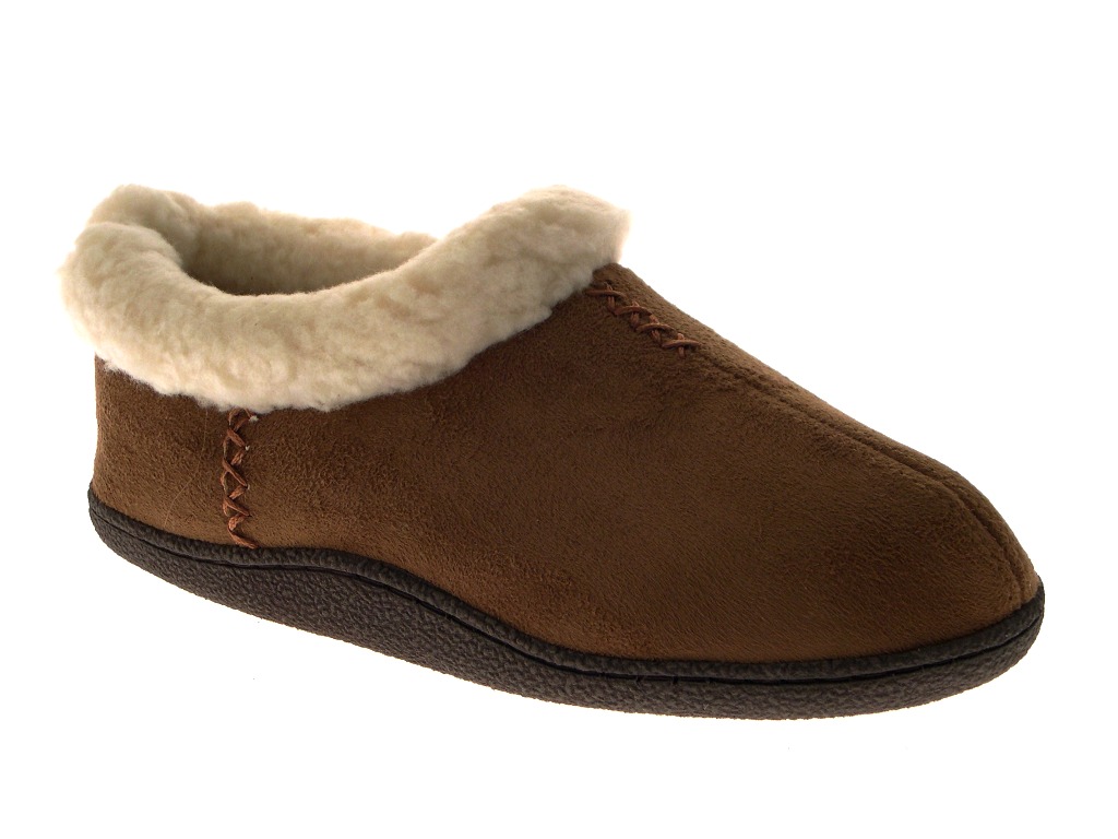 WOMENS SLIPPER SHOES SLIP ONS LADIES WARM FAUX SUEDE FUR LINED SLIPPERS