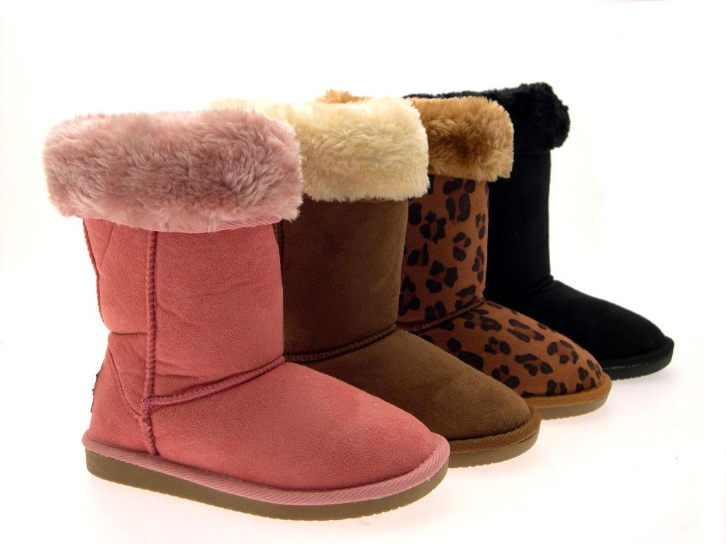 luxury girls kids thick fur lined mid calf faux sheepskin snow boots girls size 2 boots