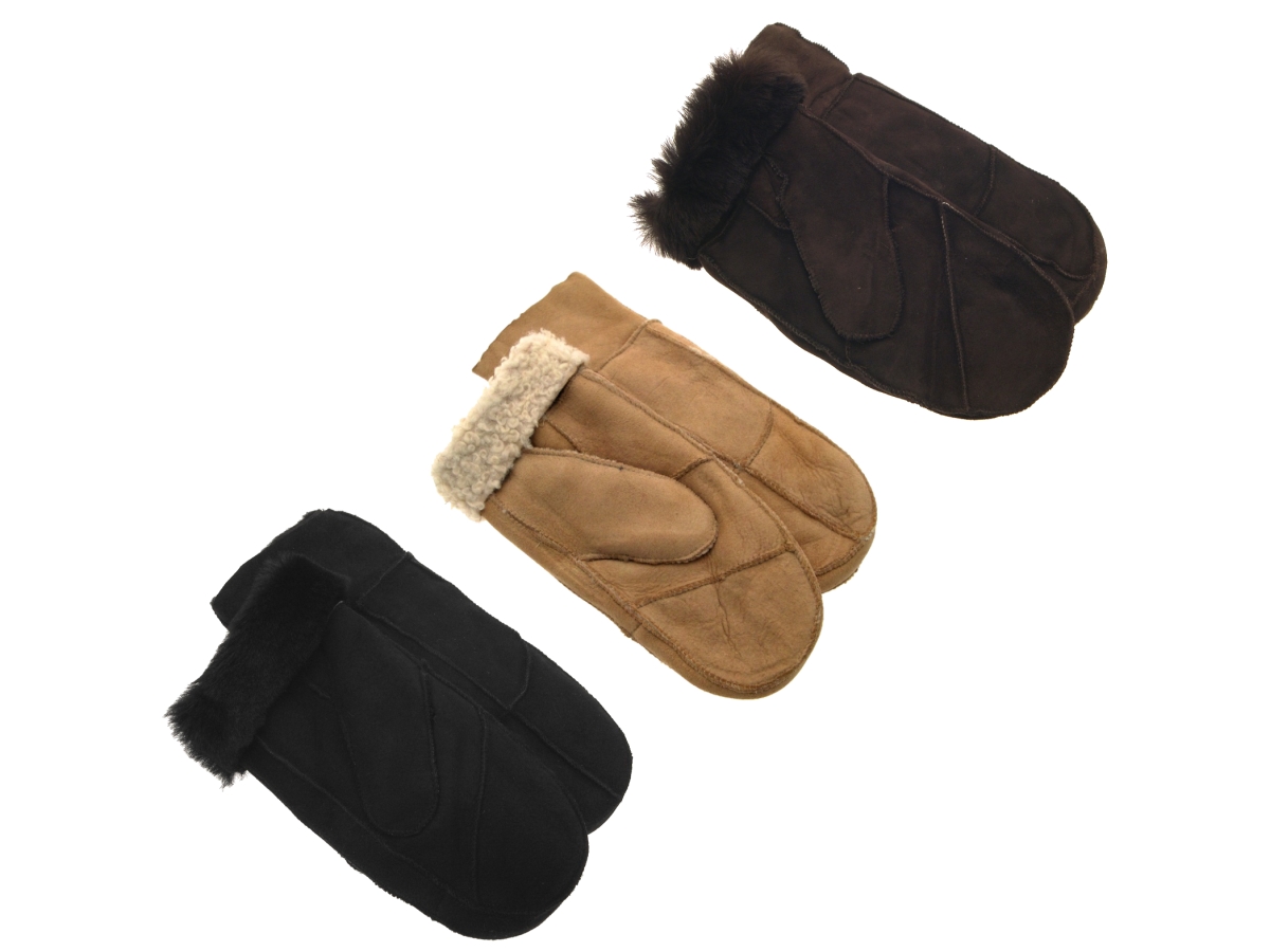 WOMENS REAL SUEDE SHEEPSKIN LEATHER FUR LINED MITTENS GLOVES WINTER GIFT LADIES eBay