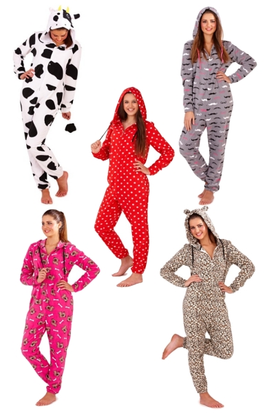 KIDS BOYS GIRLS FULL LENGTH FLEECE HOODED ALL IN ONE NOVELTY JUMPSUIT SIZE 3-13 - Picture 150 of 164