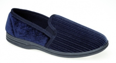 MENS SLIPPERS BLACK VELOUR VELVET SOFT HEEL WIDE FIT SIZES 8-14