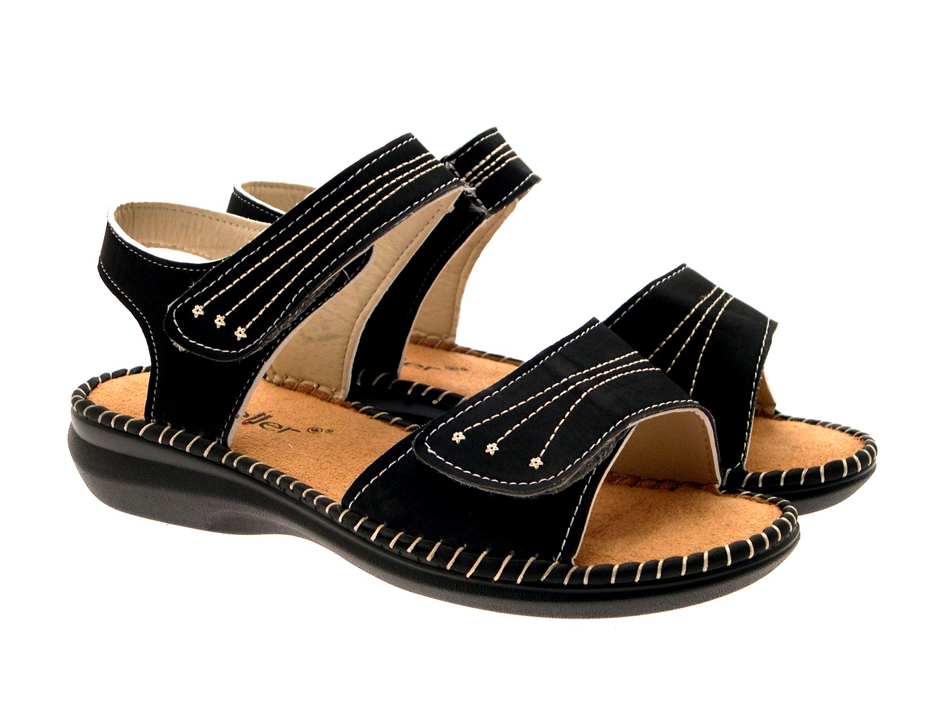 WOMENS LOW WEDGE WIDE COMFORT CUSHIONED SANDALS SUMMER