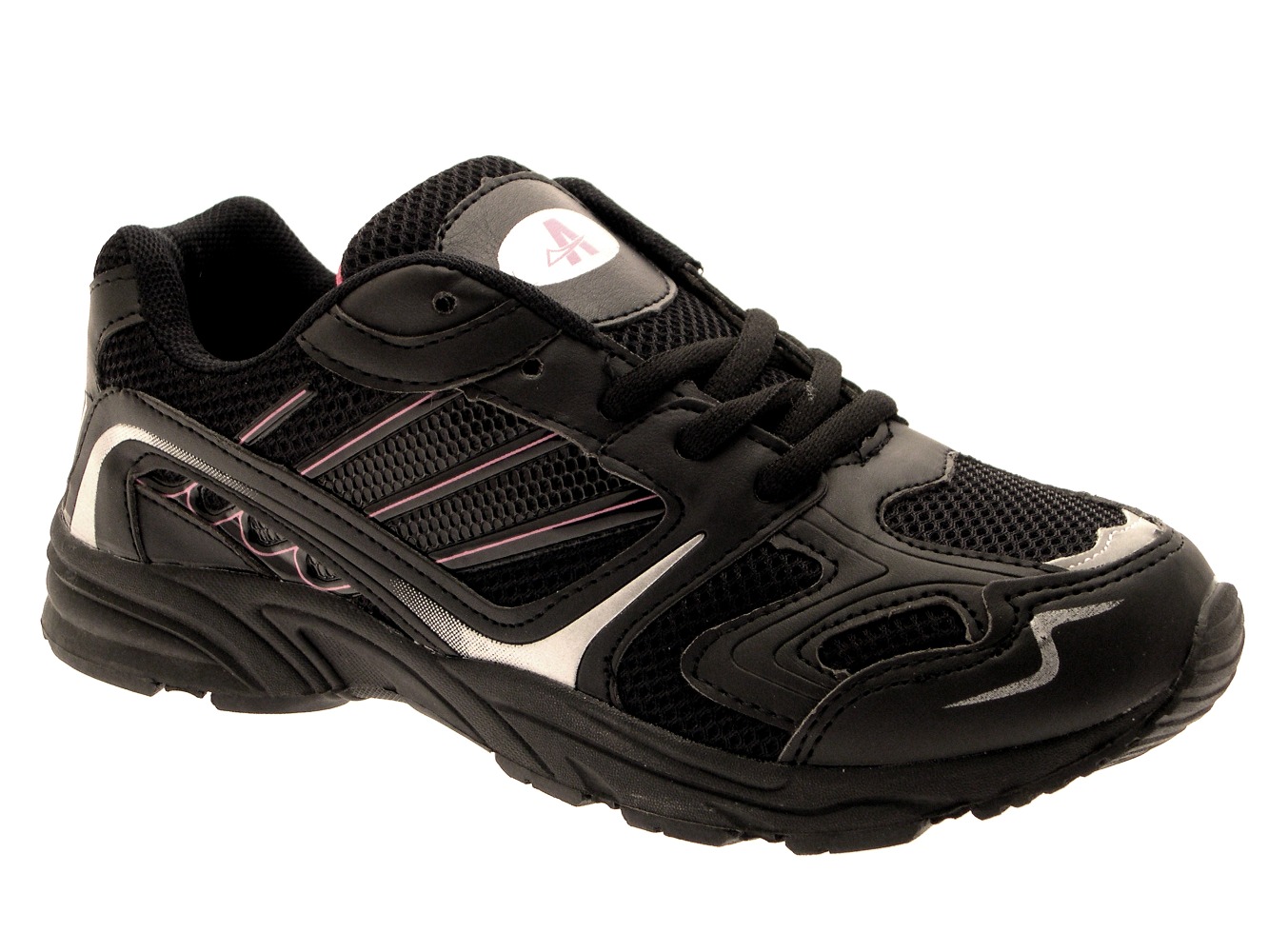 WOMENS BLACK CASUAL RUNNING JOGGING GYM TRAINERS SPORTS WALKING SHOES LADIES 3-8