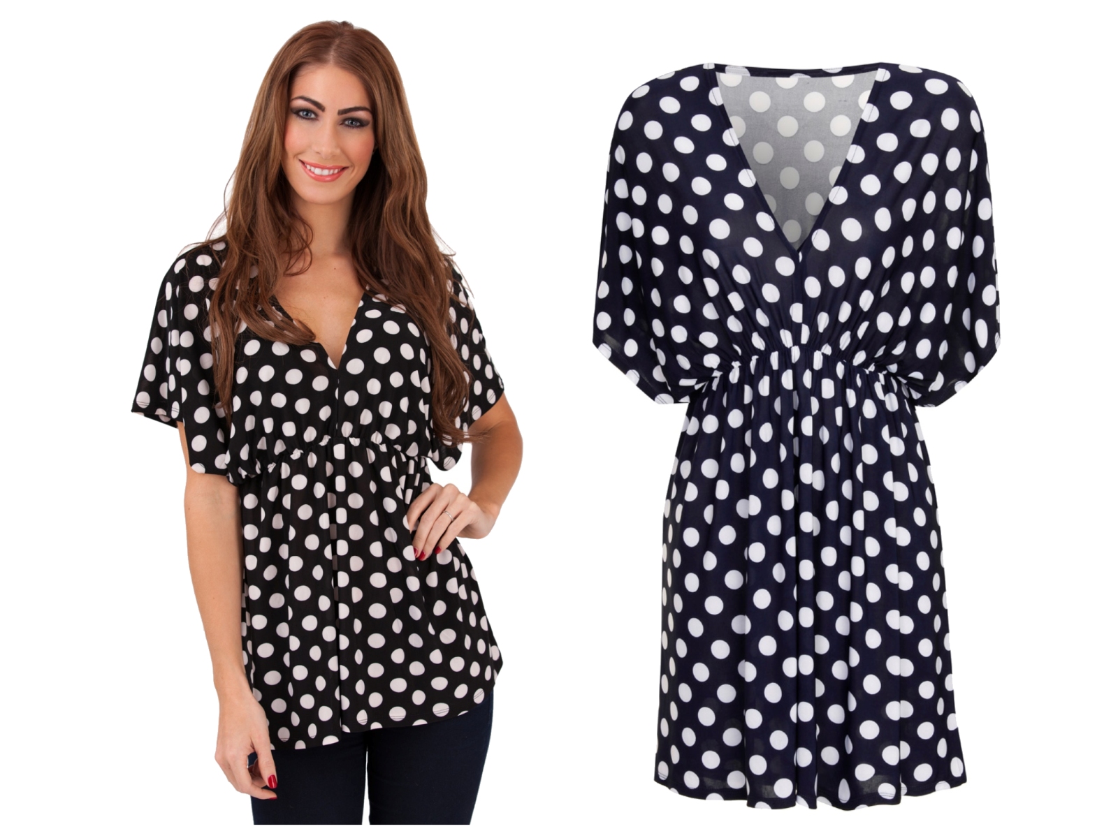 ladies polka dot tops