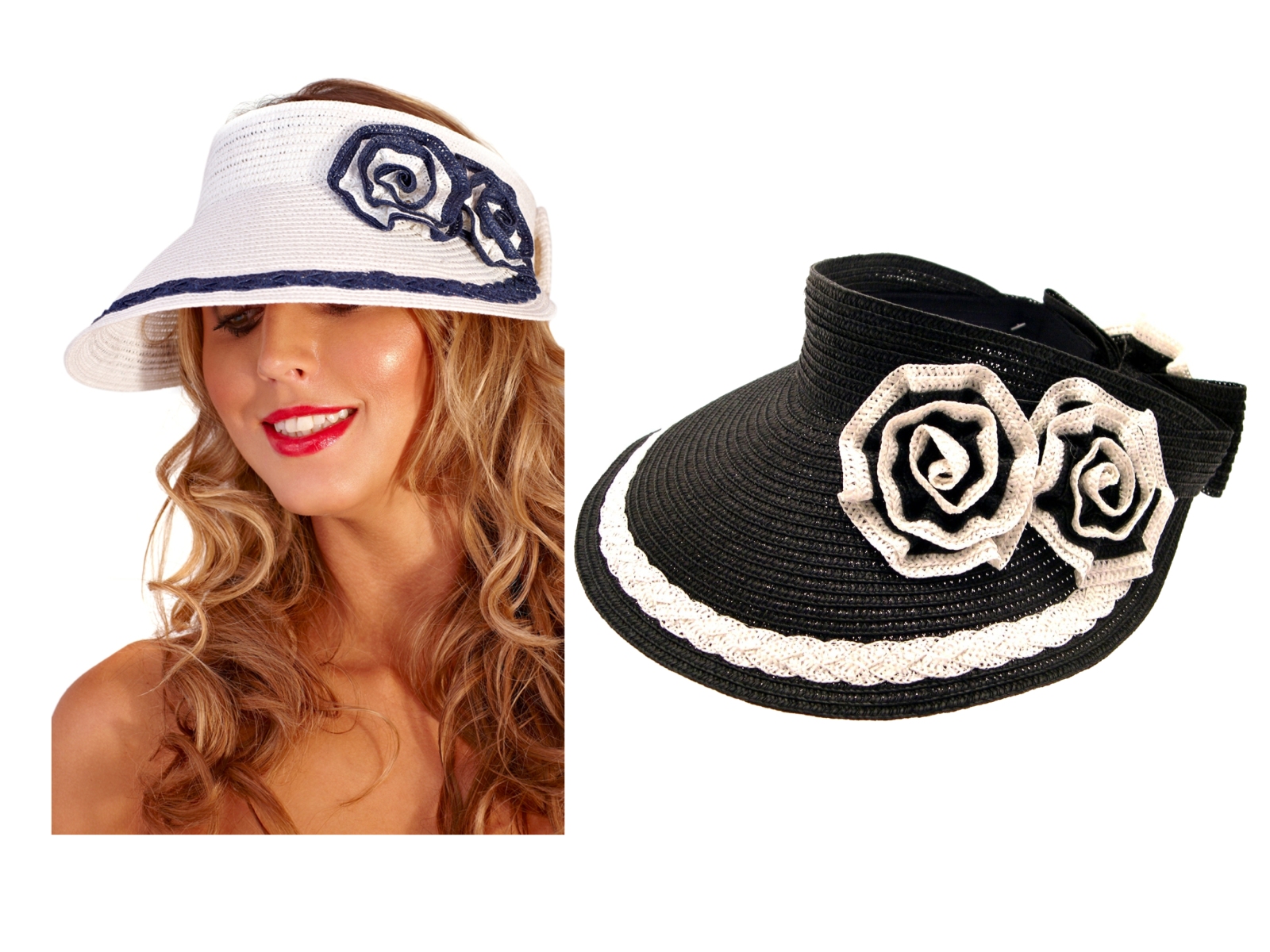 Arco Flores de Paja para Mujer Verano Gorra Sombrero Gorro Visera de sol sin cabeza Plegable Señoras Talla única
